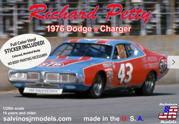Richard Petty 1976 Dodge Charger with Vinyl Wrap Decals - 1:25